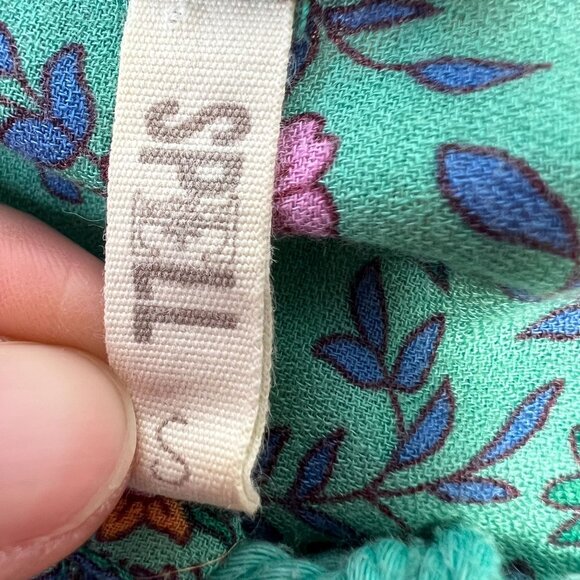 SPELL Folk Town Boho Midi Dress Turquoise Floral Long Sleeve RARE Small - Picture 10 of 16